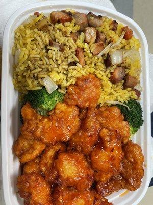 General Tso's combo plate. I ate the egg roll too fast!