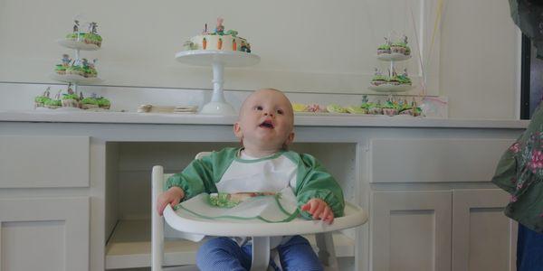 A highchair was ready for making memories with our smash cake