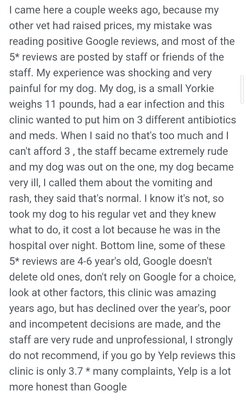 This is my Google review against this clinc