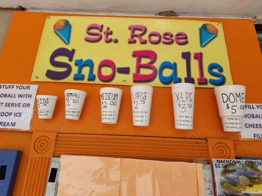 Snoball sizes