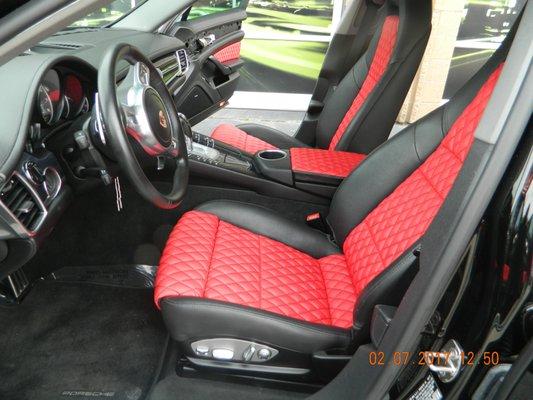 Porsche Panamara Insert red vinly, with single stitch diamonds