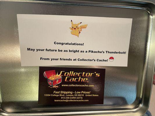 Congratulations! May your future be as bright as Pikachu's thunderbolt  The kids love it!