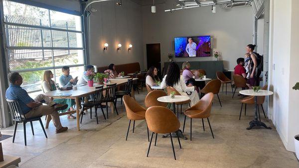 Our cafe space has additional seating for Sundays