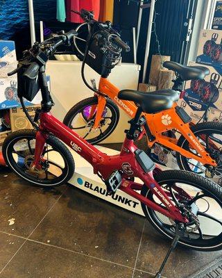 EBikes are a warm weather MUST HAVE!  Come see our selection of foldable EBikes made by Blaupunkt!