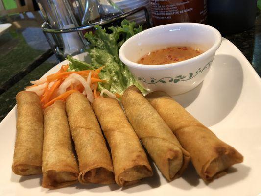 Egg rolls!! They also have a vegetarian option.