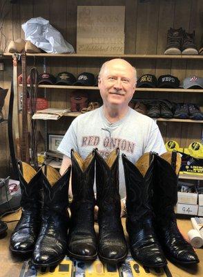 Randy at Ray's Shoe Repair does a great job keeping my cowboy boots looking great.