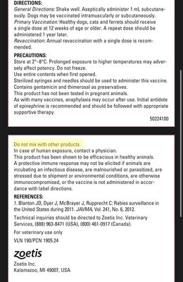 It says DO NOT MIX WITH OTHER PRODUCTS in the rabies vaccine instructions and they dismissed it