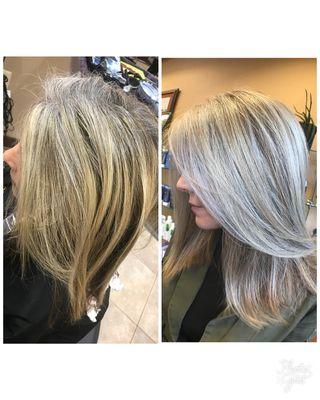 Icy blonde makeover with Balayage.