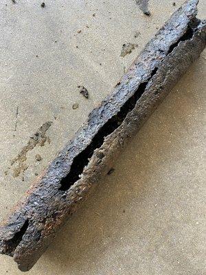 Corroded and broken sewer pipe