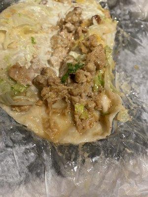 Soggy nasty taco the worst I have ever had at a del taco.