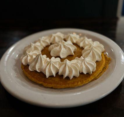 Do you like your pumpkin pancakes plane or tipped with whipped cream??