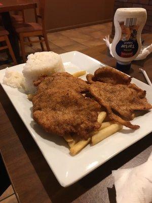 The milanesa plate can feed two people