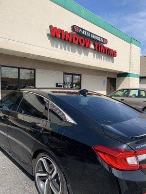 Parker Brothers Window Tint and the tint they just put on my Accord !