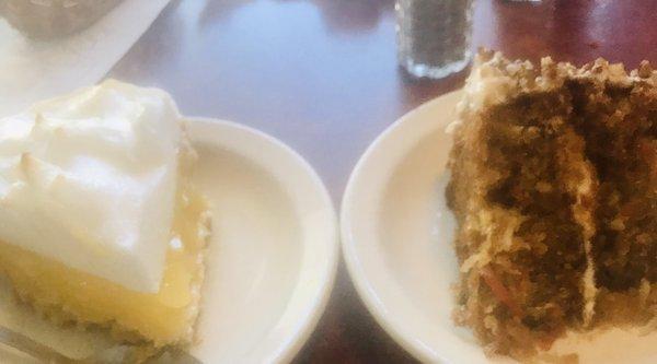 Lemon meringue pie and carrot cake - worth every delicious bite!