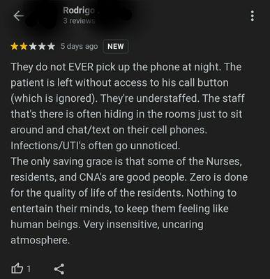 Review of this horrible facility from the internet.