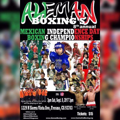 Come out to see hours of great amateur boxing at our next show, only $15 9/09 The 8th annual Mexican Independence Day Boxing Championships!