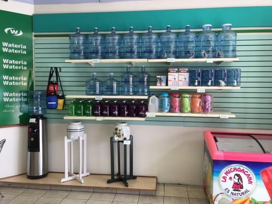 Back wall, they sell accessories for your water