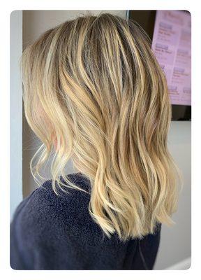 Blonde Balayage and waves.