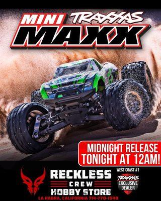 Traxxas Mini Maxx available at the Reckless Crew Hobby store the exclusive Traxxas Dealer