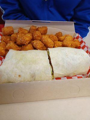 Chicken ceaser wrap with tots