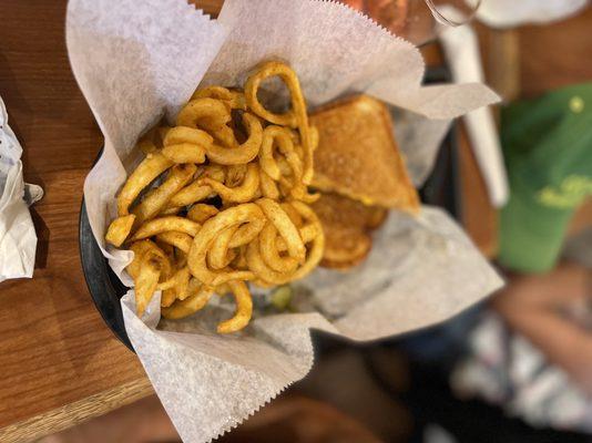 Kids Grilled Cheese with Curly Fries