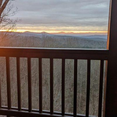 Looking out the back of the cabin