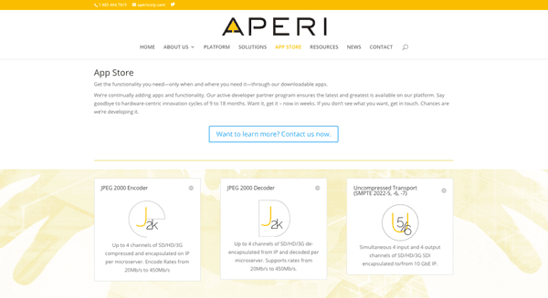 Website for Aperi Corp. by Channel Islands Design