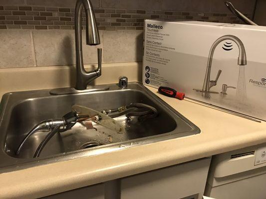 Motion sensor kitchen faucet installation.