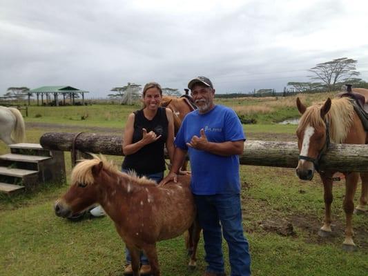 Leah and Donald posing with Sweetheart.