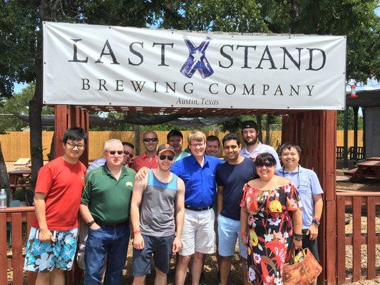 Obligatory pic in front of the sign at Last Stand Brewing.