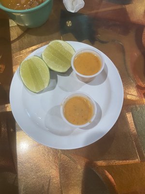 House hot sauce with limes