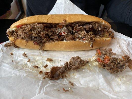 My husbands steak sandwich