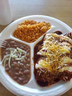 chicken enchiladas, rice & beans. #yum #ReviewsByRL