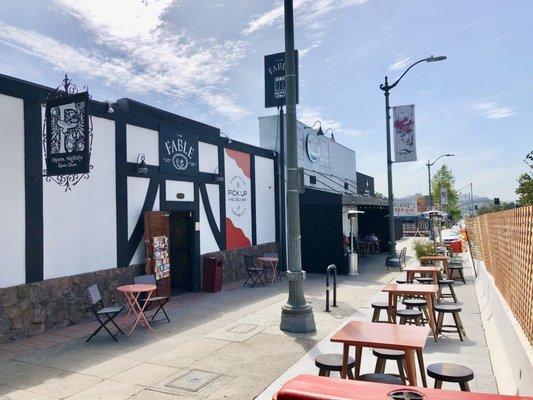 Our front patio, along Colorado Boulevard.