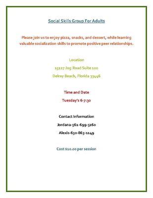 Please join us to enjoy pizza and desserts while learning valuable socialization skills to promote positive peer relationship.