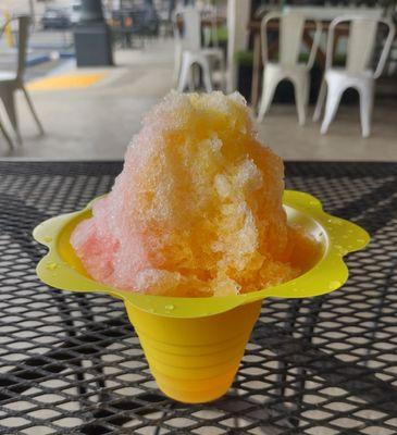 Hawaiian shave ice with guava, lilikoi (passionfruit), and mango