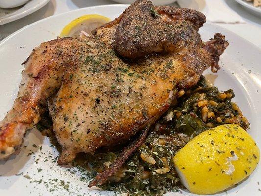 Roasted chicken over rice with spinach!