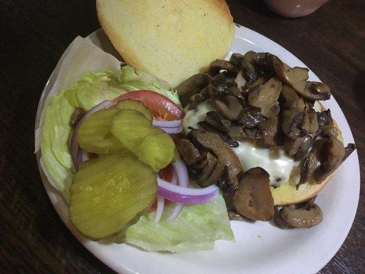 Hamburger and mushrooms