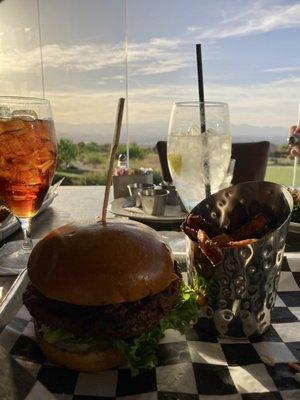 Delicious burger with a view!