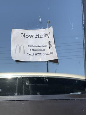 Hiring sign