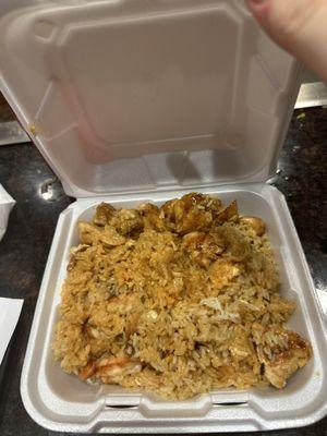 Shrimp Fried Rice with Shrimp Hibachi Filet and Chicken Plate