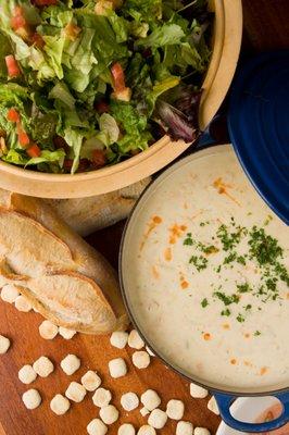 Our award winning Clam Chowder and fresh Sourdough Bread, hot out of the oven!