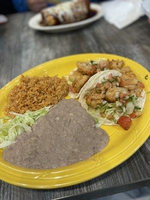 Shrimp taco plate. Lacked flavor