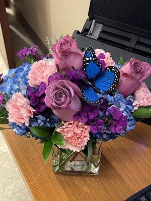 Waterfall W/ Butterfly flowers