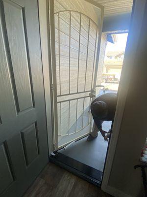 Inside view of the newly installed security screen door