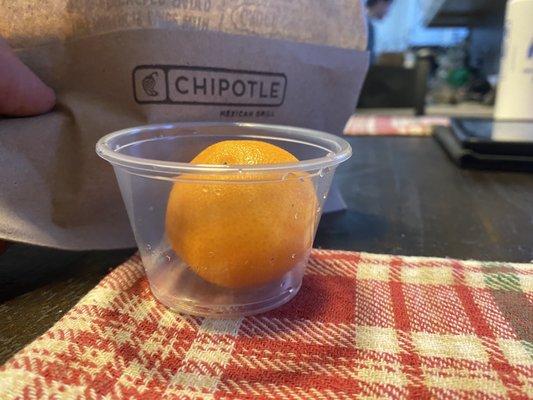 We were a bit shocked that our child received an actual clementine as a fruit cup? Does that seem odd for a kids meal?