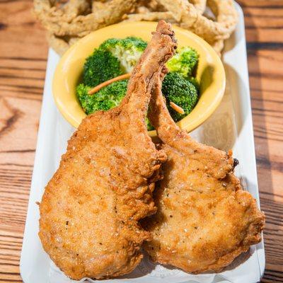 Hand-battered Pork Chops