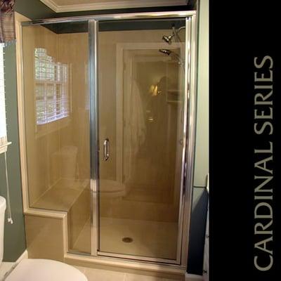 Framed shower glass enclosure. Custom made to specifications.