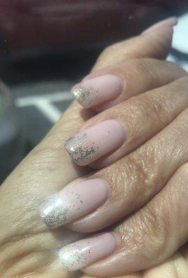 Glitter ombré French gel manicure  with gold glitter this time !!