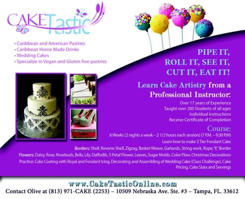 Cake Artistry Classes every quarter